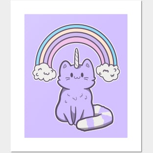 cute caticorn Posters and Art